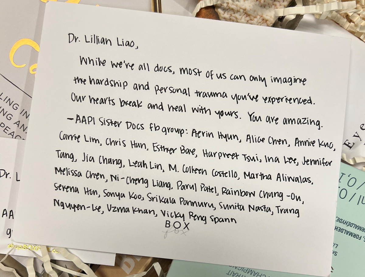 While we're all docs, most of us can only imagine the hardship and personal trauma you've experienced. Our hearts break and heal with yours. You are amazing. AAPI Sister Docs Facebook Group